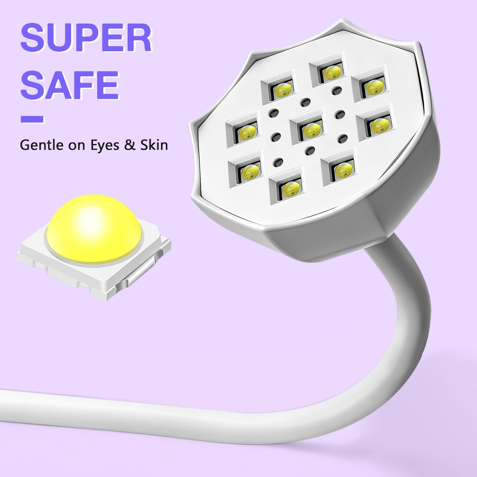 Lampada UV LED per Unghie Weiße Lotus - Sensore Intelligente 48W 365+395nm, Ricaricabile 1500mAh, Collo d'Oca Flessibile, Garanzia 365 Giorni