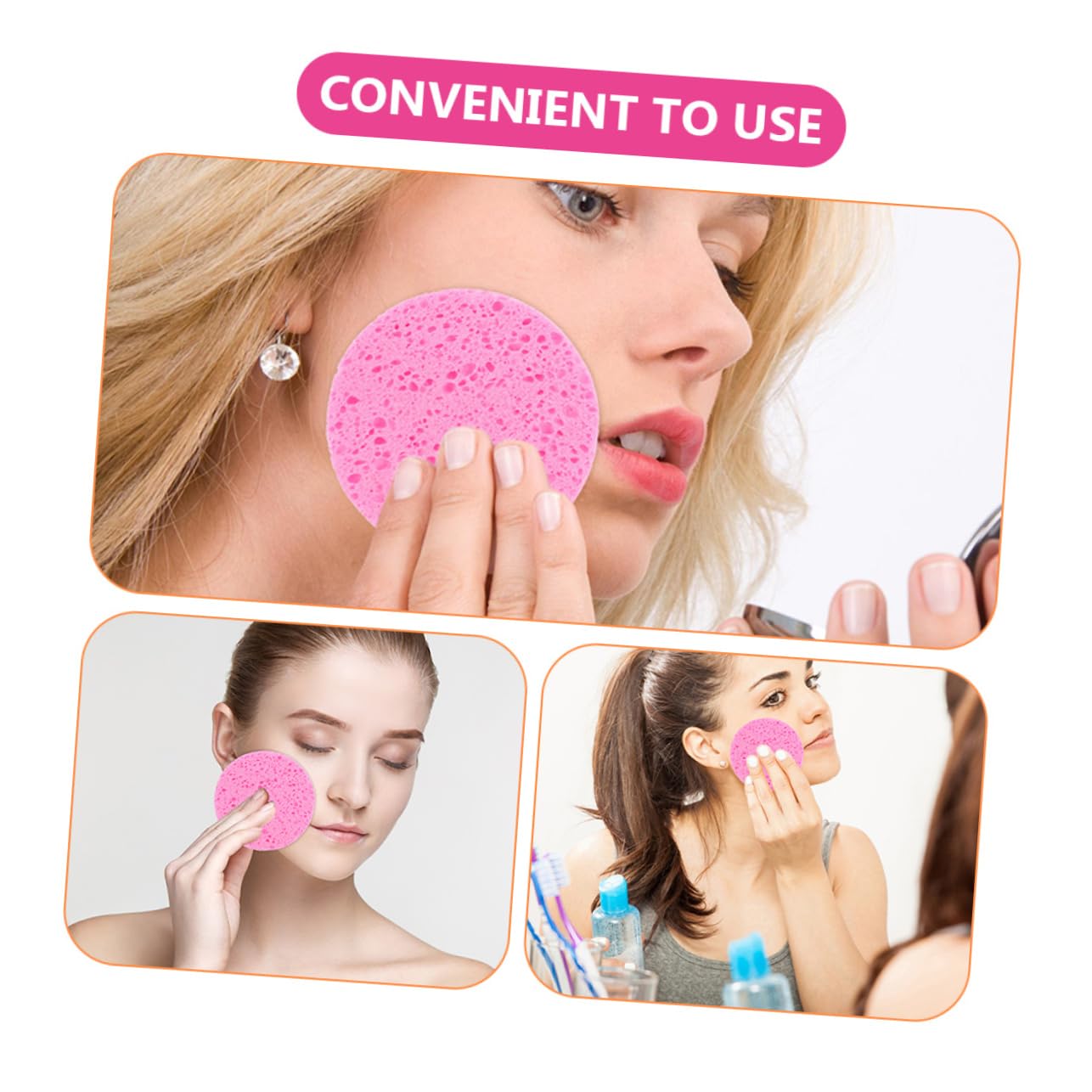 minkissy 100pezzi Spugne Per Pulizia Facciale Rotonde Morbide e Comfortevoli Per Rimuovere Trucco e Pulire Viso Confezione Materiale Sicuro e Pratico Per Viaggi