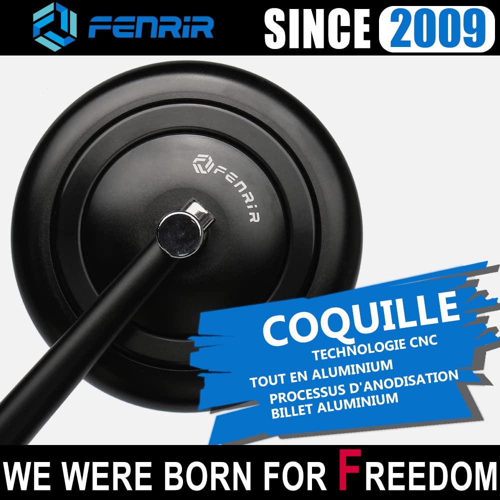 FENRIR Homologué Noir CNC Retroviseur Moto Pour XSR125 XSR700 XSR900 Z650RS Z900RS CB300R CB650R CB1000R SV650 Scrambler Monster RNINET R12NINET R12 V7 V9 Trident660 Leoncino Svartpilen Vitpilen Rebel