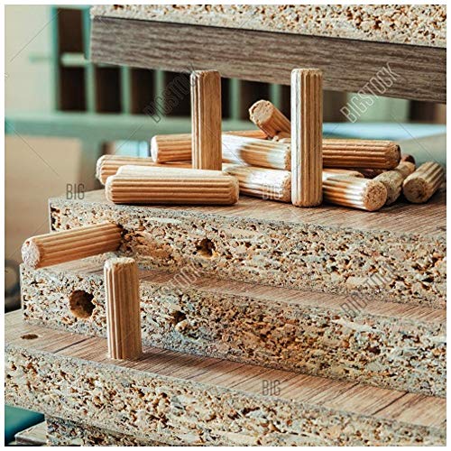 Wooden Dowel Pins 6 x 30mm (Approx 1/4 x 1 1/5 inch) Fluted Wood Dowels Rods 200 Pack Hardwood Wood Crafts Pegs