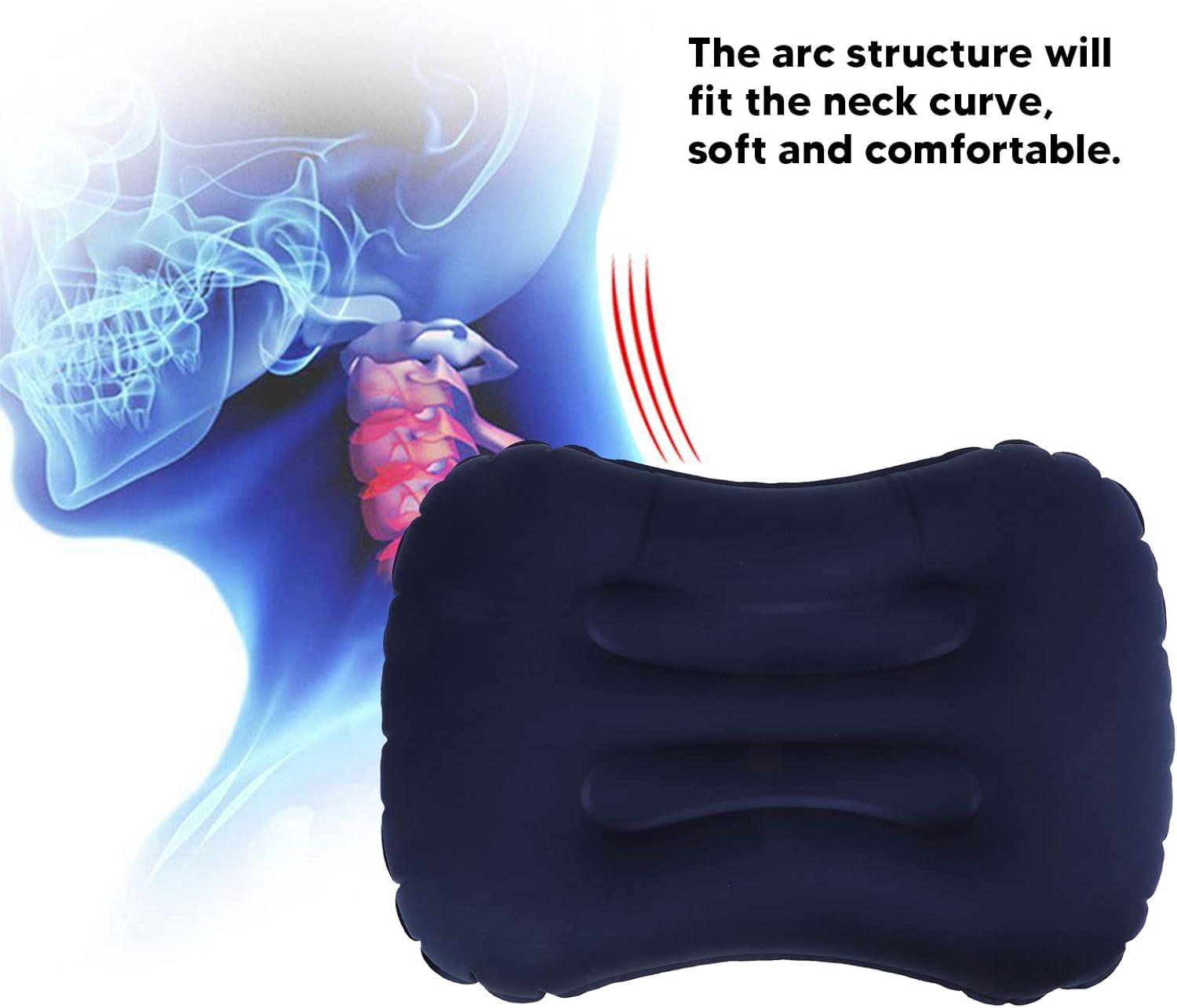 Topyond Inflatable Pillow Travel Lumbar Cushion, Outdoor Foldable Inflatable Pillow, Self-Inflating Portable Design, Suitable for Travel, Outdoor Activities