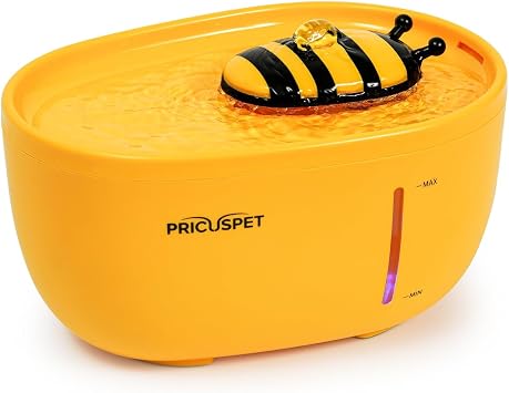 Cat Water Fountain, 68oz/2L Pet Fountain, Automatic Dog Water Dispenser with 2 Extra Carbon Filters, Ultra Silent Drinking Fountain with Led Light for Cats, Dogs, Multiple Pets Yellow