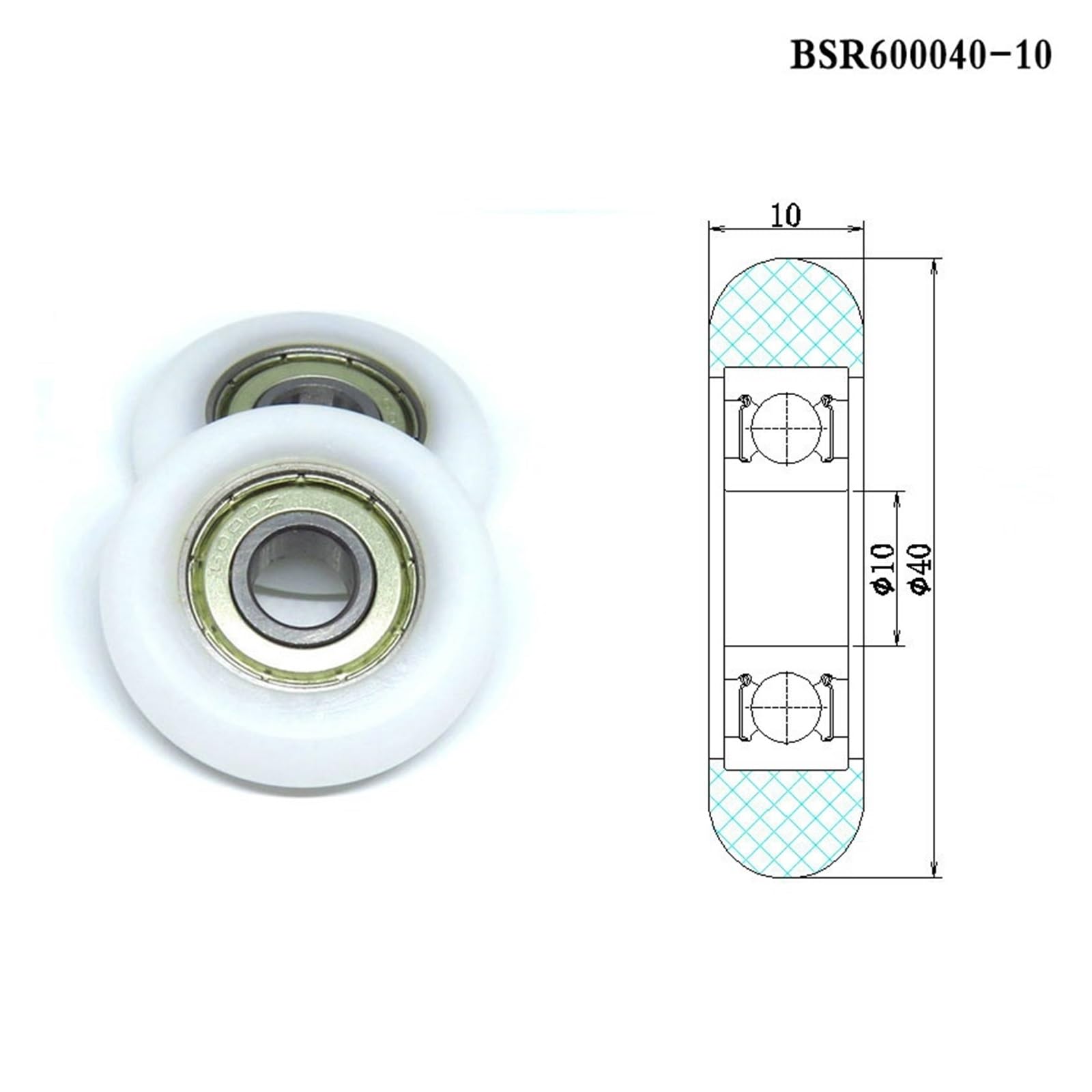 4 sztuki koła wioślarskie o średnicy zewnętrznej 40 mm 10 x 40 x 10 mm BSR600040-10 POM siedzisko do wioślarza z tworzywa sztucznego koło pasowe