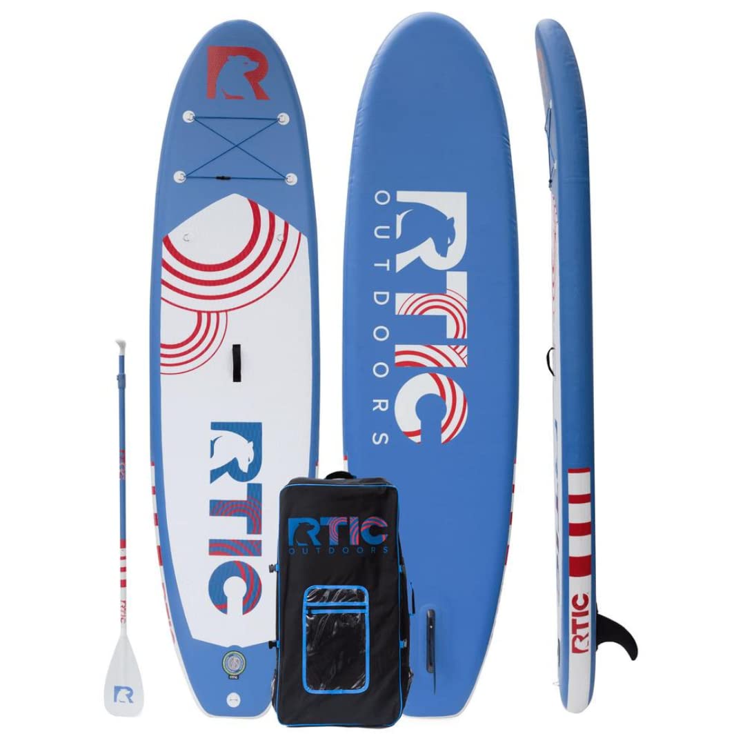 RTIC Inflatable Paddle Board 11' Stand Up Floatable Paddle Board for Adults, Men and Women, with Accessories - Air Pump, Carry Bag, Ultra-Light, 300lbs Capacity, Blue Marlin