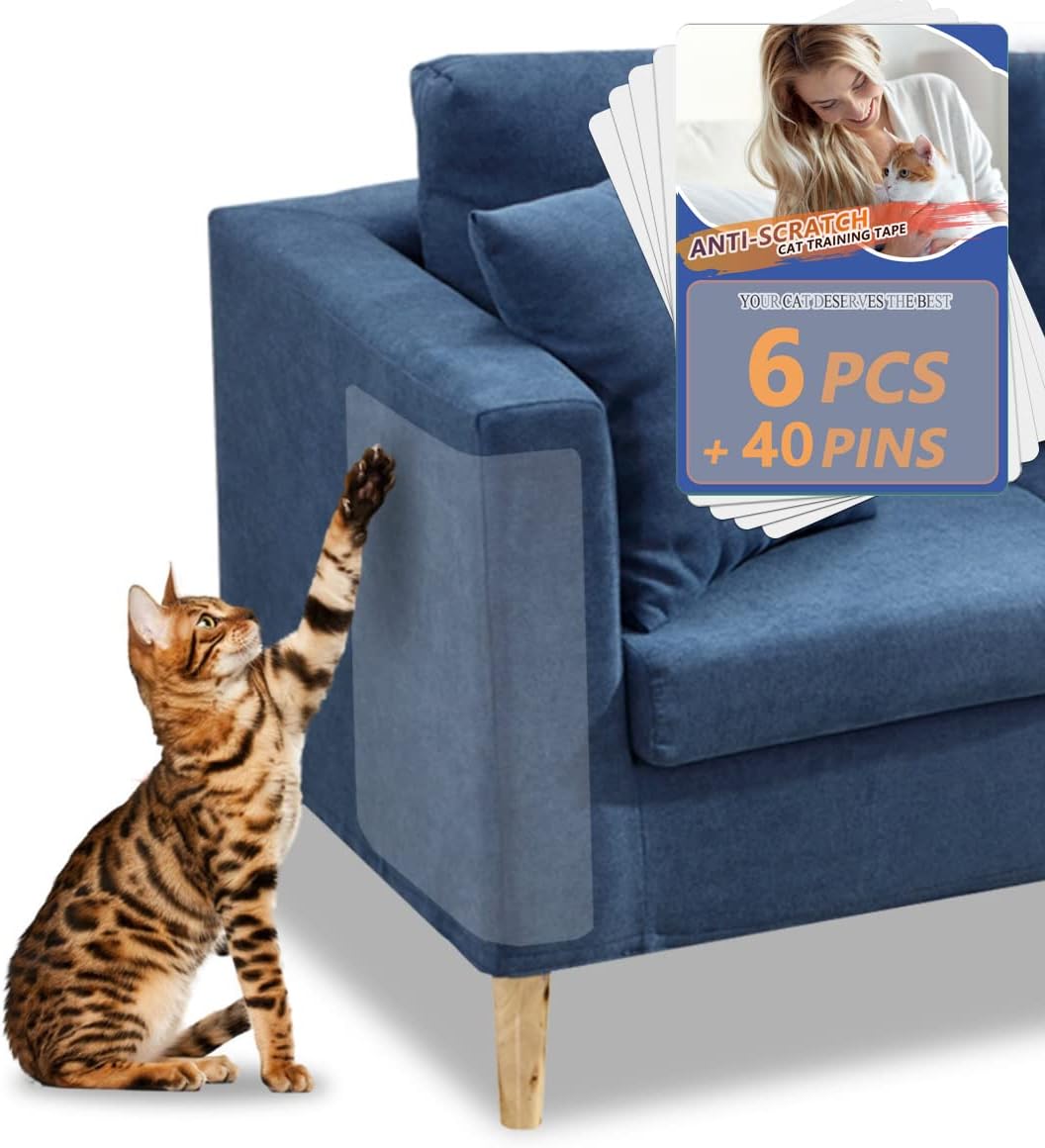 FTSTC Furniture Protectors from Cats, Clear Cat Couch Protector, Self-Adhesive Cat Scratch Deterrent, 3 Pack X-Large (17" L 12" W) + 3…