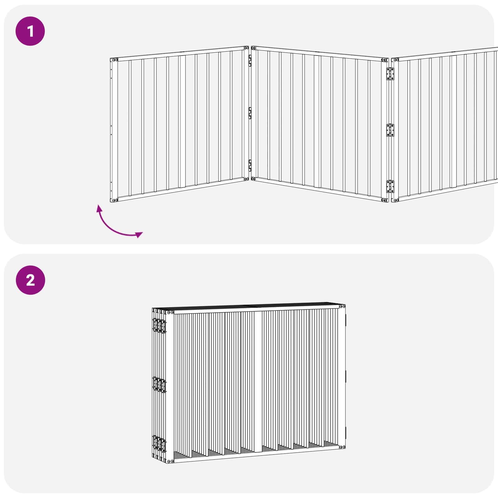Portería para perros de acero galvanizado, 8 unidades, color negro, 80 x 60 cm, plegable y portátil, para cachorros y perros pequeños, rejilla versátil para barrera, protección y seguridad