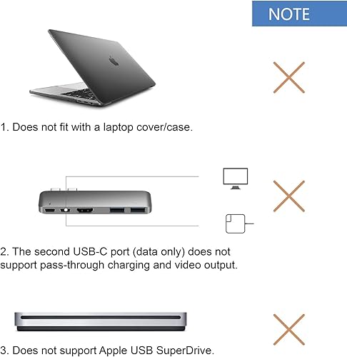 Miniatura 8 de Purgo Adaptador de concentrador mini USB C para MacBook Air 2023-2018 y MacBook Pro 13 M2 2022-2016, adaptador USB para MacBook Air con HDMI 4K,