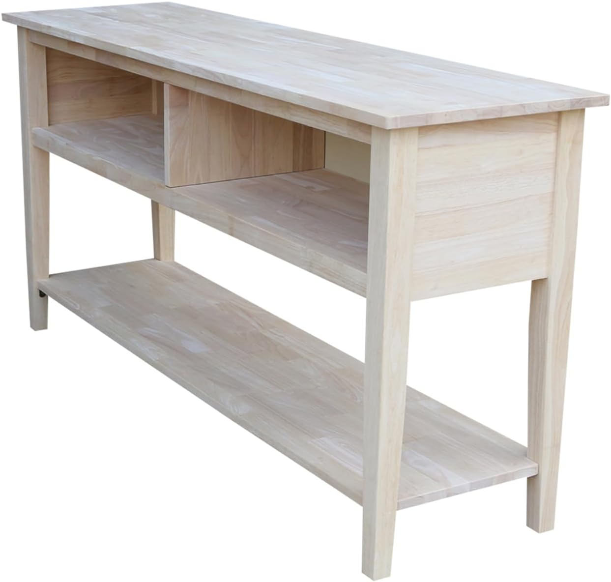 HomeStock Entertainment/TV Stand, 60" W x 17" D x 30" H, Solid Parawood, Unfinished and Customizable, Durable and Sturdy with a Weight of 83.6 lbs