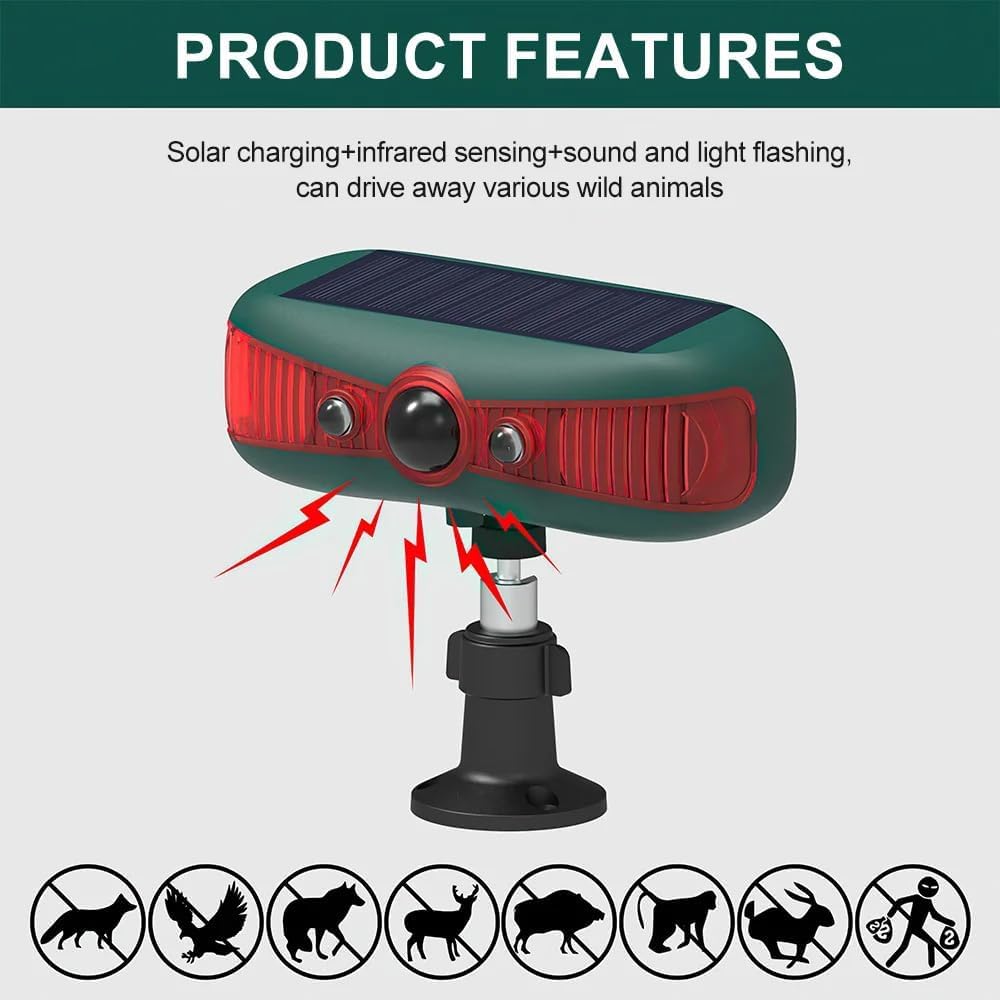 Alarma solar sensor de movimiento al aire libre, altavoz dual de 129 dB, sistema de alarma de seguridad de sonido 13 impermeable, luz estroboscópica de advertencia, casa granja huerta granero
