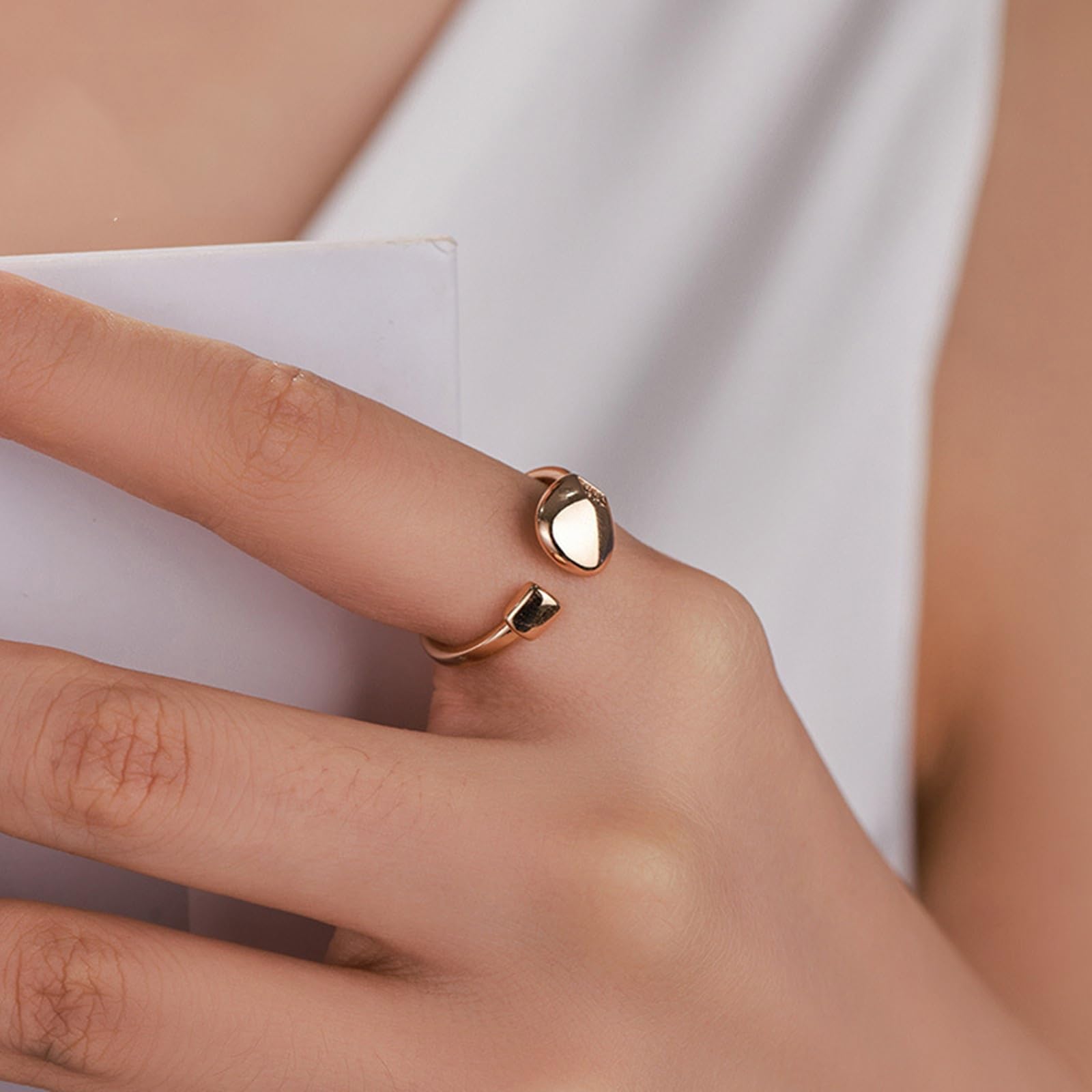 Anillos de compromiso para mujer, oro amarillo, pulido simple y abierto