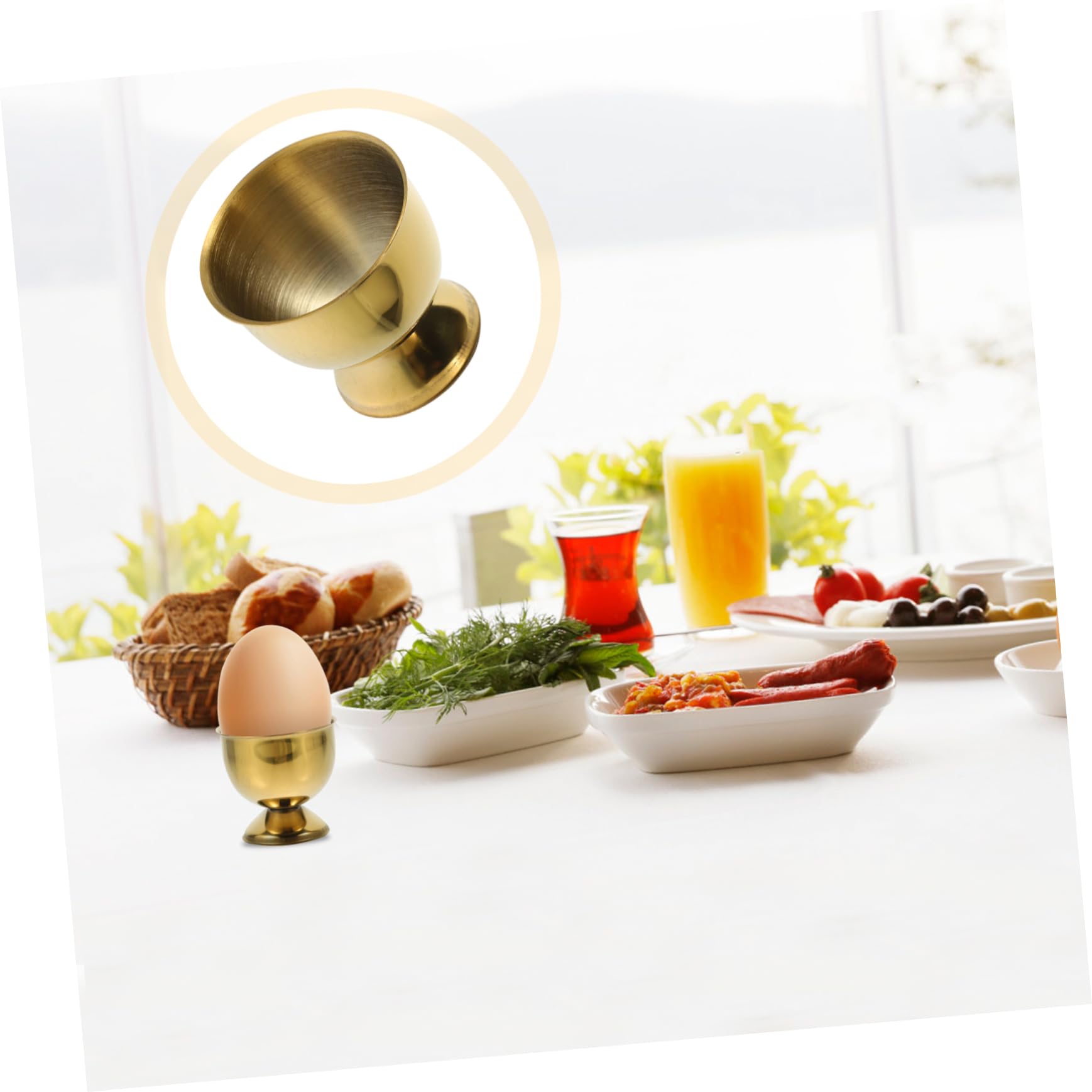BRIGHTFUFU 6pcs Egg Tray Boiled Eggs Shell Cup Mini Shot Glasses Soporte Kitchen Gadget Egg Holder for Refrigerator Cocktail Cup Kitchen Cups Candy Containers Wine Yolk Stainless Steel Golden