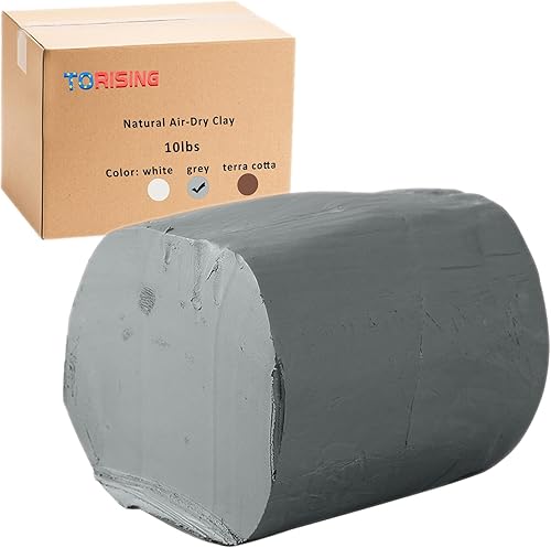 Arcilla seca al aire, 10 libras, arcilla para modelar cerámica para modelar y lanzar a mano, no tóxica (gris)
