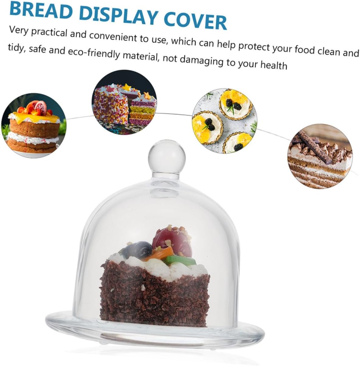 2pcs Elegant Glass Covered Cake Tray Stand Dessert Plate Airtight Butter Display Tray