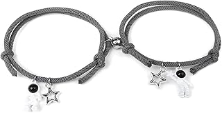 Bracelet magnétique avec pendentif astronaute pour femme et homme - Bracelet élastique pour couple