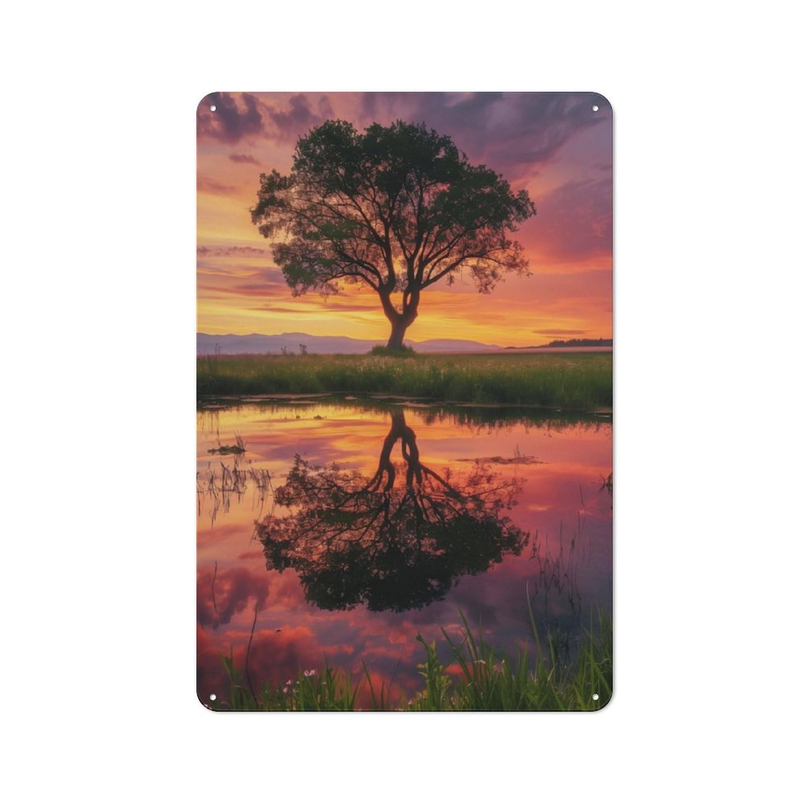 Junmoney Sunset Reflections Retro Metal Plaque 30X20cm For Bar Or Restaurant, Suited To Restaurant Interior Fans