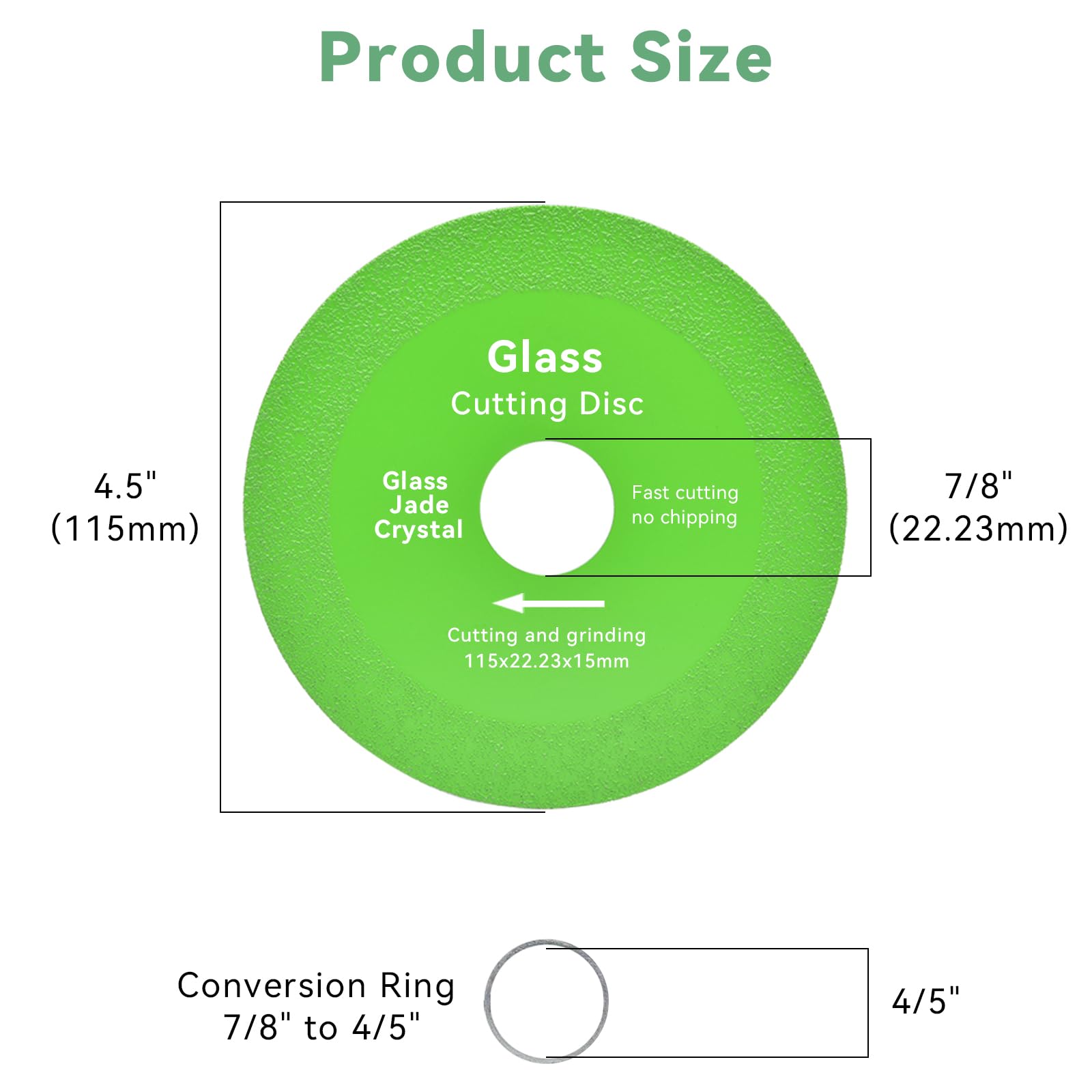 Disco de corte de vidrio de 4.5 pulgadas para amoladora angular, rueda de hoja de sierra de diamante ultrafina para azulejos de vidrio, mármol, cerámica, jade