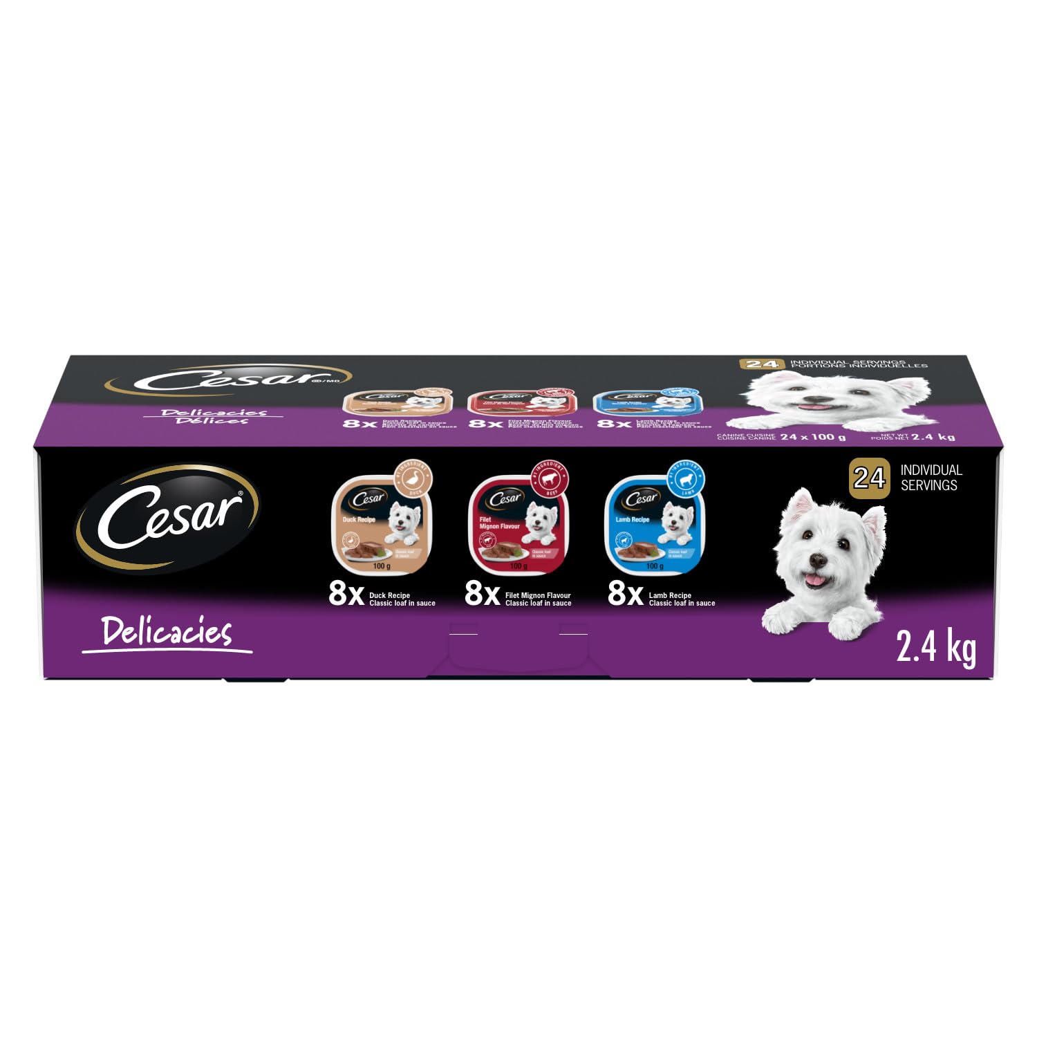 CESAR Classic Loaf in Sauce Adult Wet Dog Food Delicacies Variety Pack, 24x100g Trays image 8