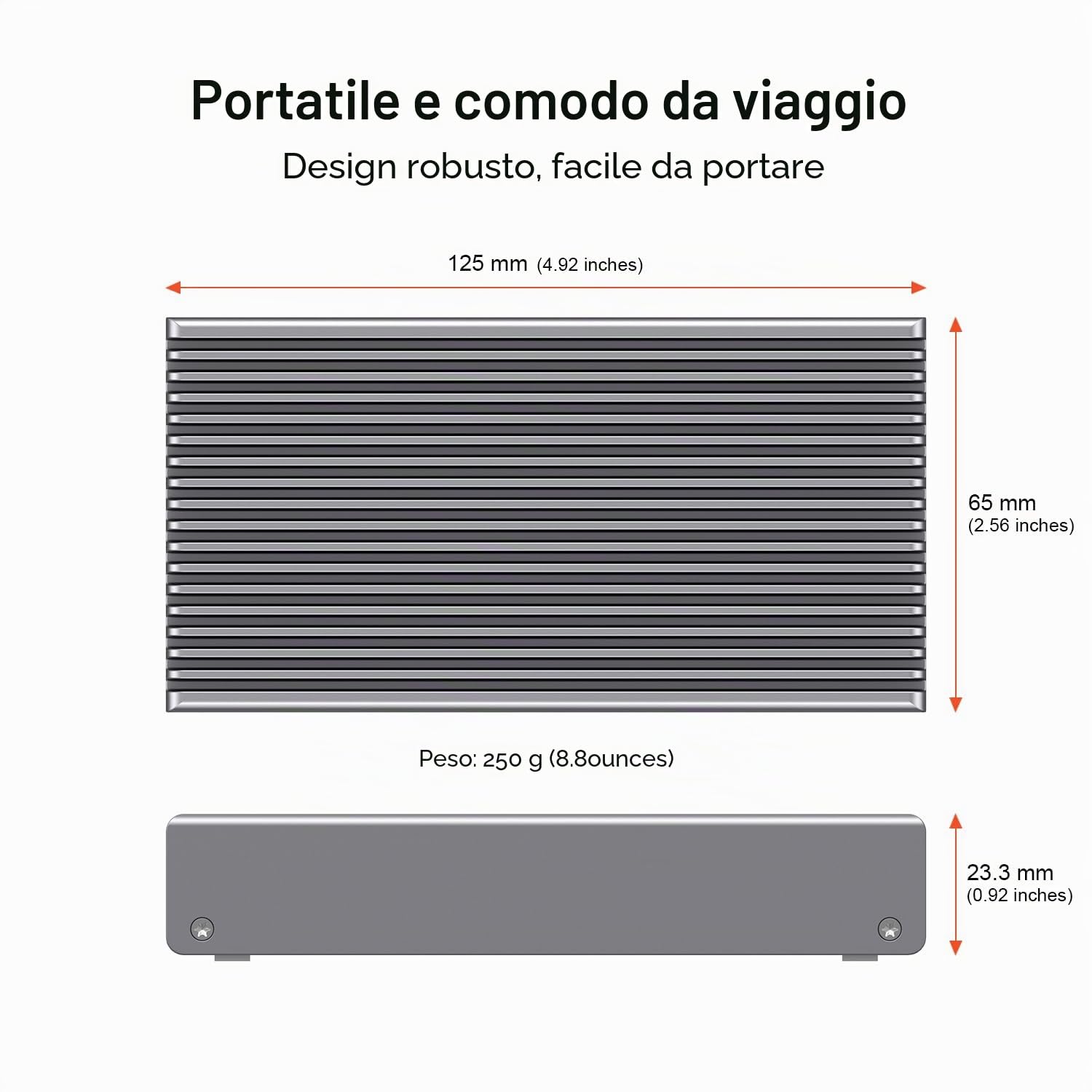 Qwiizlab Enclosure SSD USB4 senza ventola da 40 Gbps con telaio in alluminio, compatibile con Thunderbolt 5/4/3. Supporta PCIe M.2 NVMe fino a 8 TB (SSD non incluso) (ES40UR (grigio))