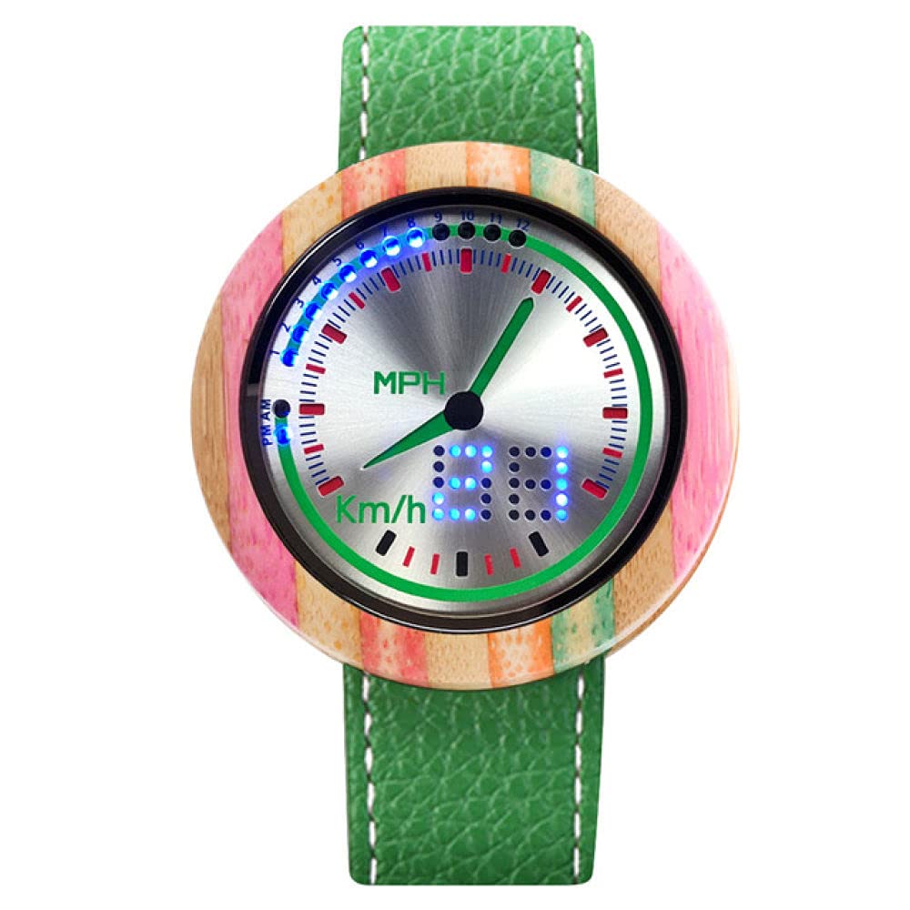 CAIDAI&YL Orologio da Uomo in Legno con quadrante Rotondo Orologio da Uomo in Legno alla Moda, colorato