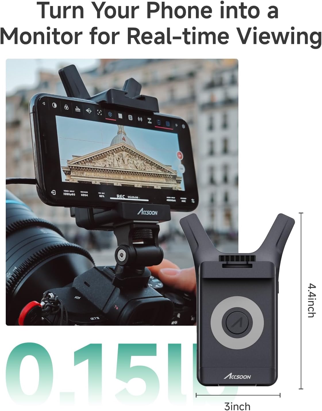 Accsoon CineView Nano Wireless HDMI Transmitter Video Transmission Systems 5G Wifi 1080p60 500ft Range 60ms Latency, Compatible with DJI RS2/RS3/RS3 Pro Stabilizer/Switch, iOS/Android 4 App Monitoring