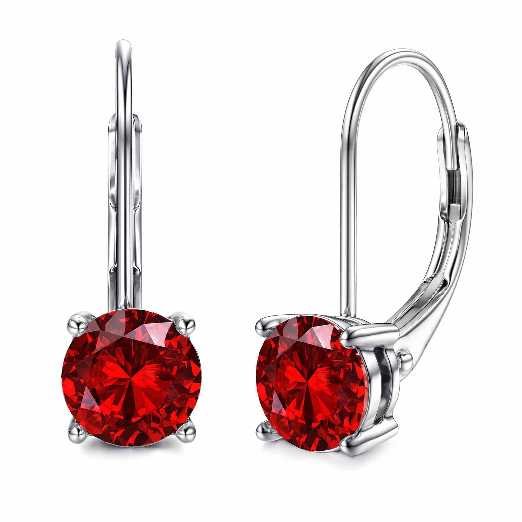 Moissanite Earrings, D Color Sterling Silver Dangle Drop Earrings for Women | 1.0ct-2.0ct D Color Brilliant Round Cut Earring 18K White Gold Plated Sterling Silver Earrings Moissanite Leverback