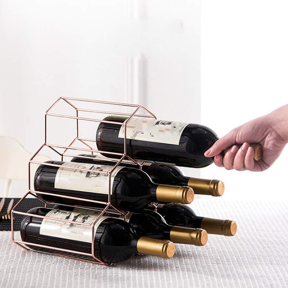 European Elegant Wine Bottle Display Rack 6 Bottle Table Top Wine Storage Decorative 3-Tier Countertop Wine Rack Bottle Organizer for Home & Kitchen Decor-a