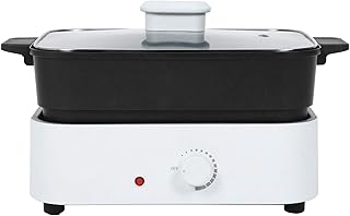 Zerone Padella Elettrica Multiuso,5 L Griglia Elettrica Multifunzione Padella Tutto in 1 con Piastra Antiaderente Rimovibile Pentola Profonda, per Frittura,Calda, Grigliare, Cuocere a Vapore(EU220V)