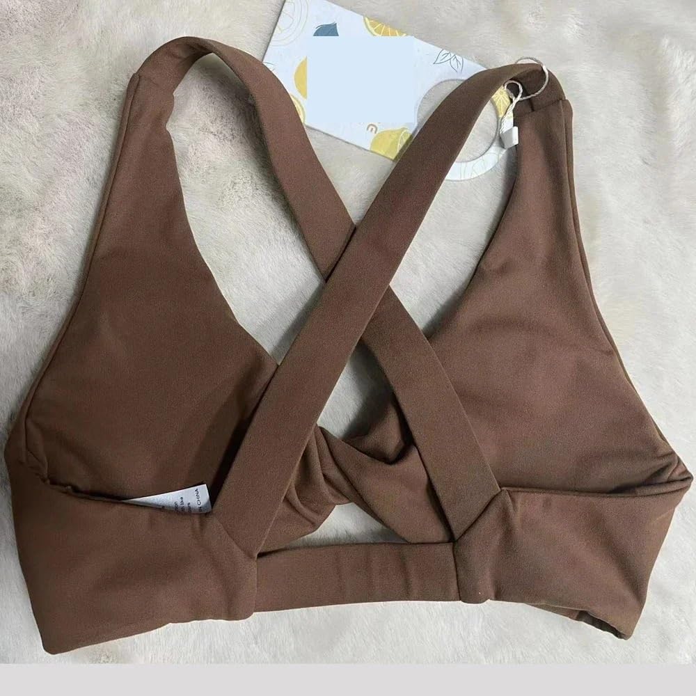 Twist High Cloud Front Strap Cross Back Yoga Exercise Fitness Bra Padded Fitness Women's Short Top