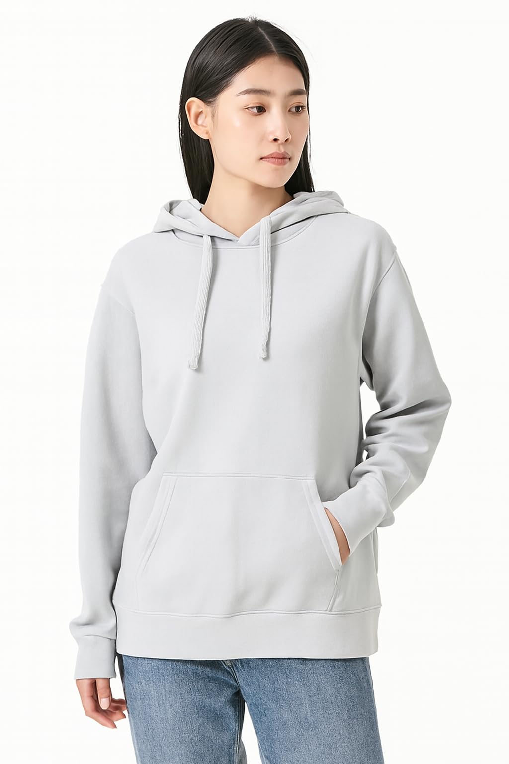 nobarr Women's Solid Pullover Hoodie | Cotton Blend Hooded Sweatshirt Light Green with Kangaroo Pocket-picture-32