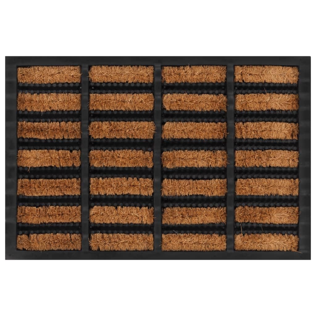 Felpudo rectangular de 40 x 60 cm de goma y fibra de coco | Antideslizante, limpieza de aspiradora, interior y exterior, alfombra de entrada