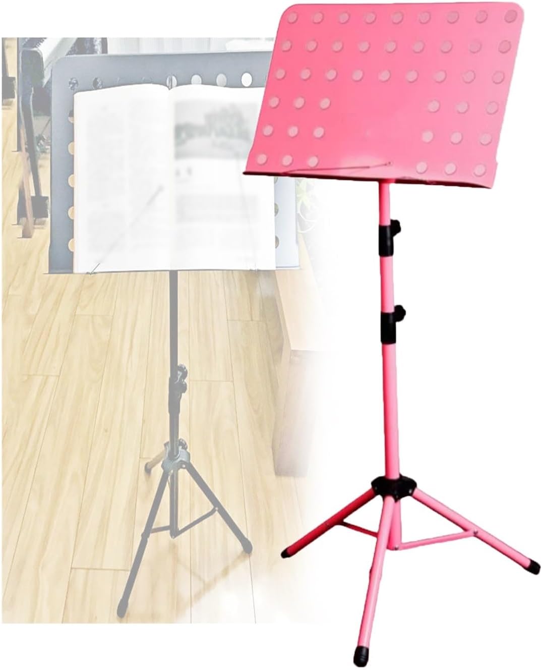 Adjustable Music Stand with PA Clips, Lightweight & Portable Tripod, Holds 5kg, Ideal for Kids & Adults, Foldable Design for Easy Transport (Color1)