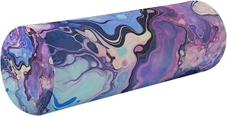 xigua Abstract Colorful Marble Neck Roll Pillow for Neck Relief with Removable Washable Cover - Memory Foam Round Cylinder Bolster, Ergonomically Designed for Head, Neck, Back, and Legs