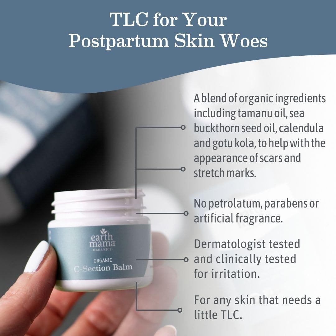 Earth Mama Organic C-Section Balm - 1 oz - USDA Certified Organic Scar Balm for C-Section Recovery