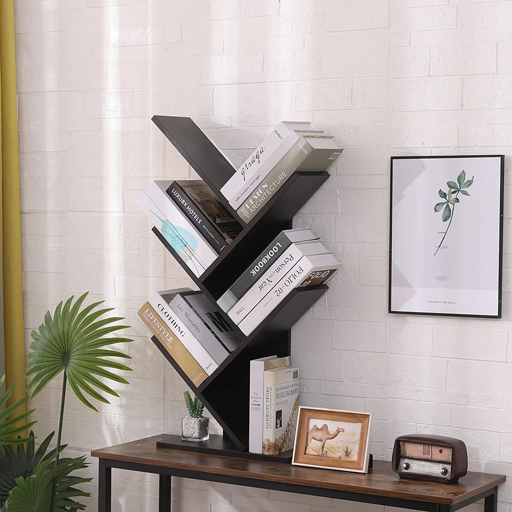 Libreria ad Albero Moderna wenge autoportante Libri CD salvaspazio Legno portaoggetti scaffali Comodino 40x20x90 scaffale Design Ufficio Ingresso Soggiorno porta cd a colonna
