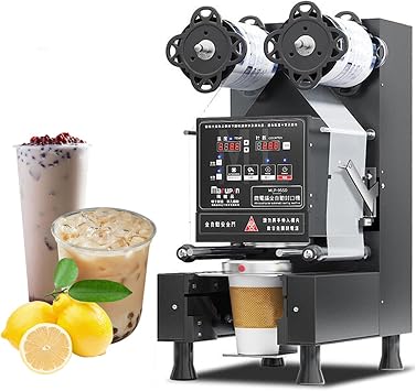 Full Automatic Cup Sealer Machine, 90/95mm Electric Cup Sealing Machine, 550-800 Cups/H, Digital Control LCD Panel Cup Sealer for Bubble Milk Tea Coffee