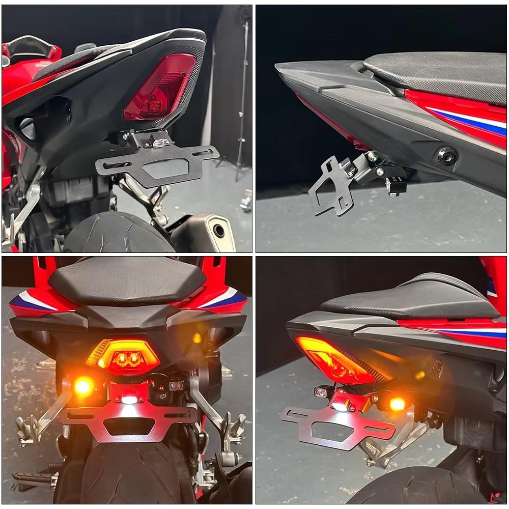 para CB500 para Hornet 500 Motocicleta Plegable Matrícula Trasera LED Señal Giro Guardabarros Eliminador Trasero Ordenado Soporte Matrícula Motocicleta(C Holder lgiht)