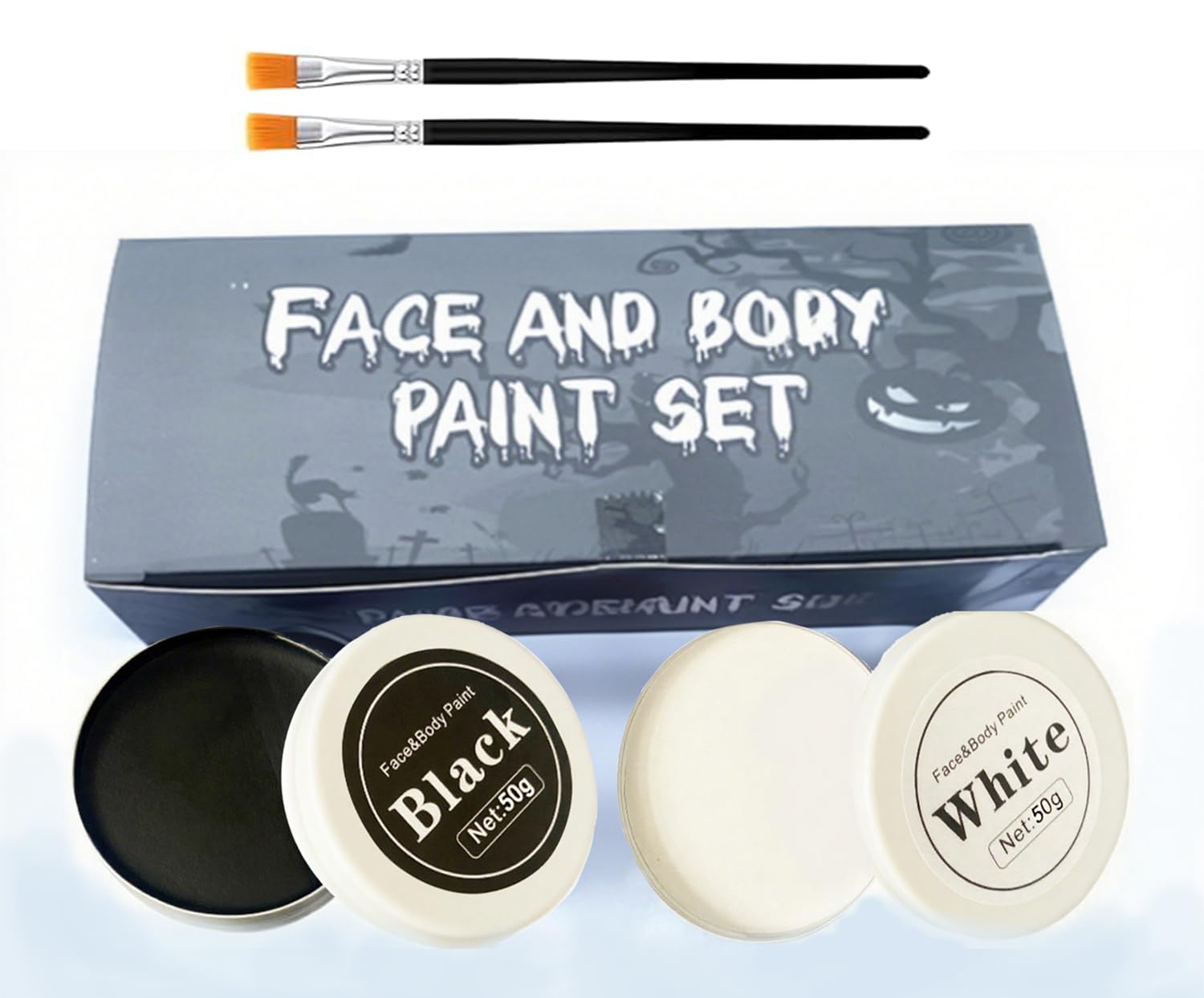 Halloween Make-Up Black and White, Special Effect Make Up Set, Vampire Zombie Skeleton Clown Make-Up, Body Painting Colours