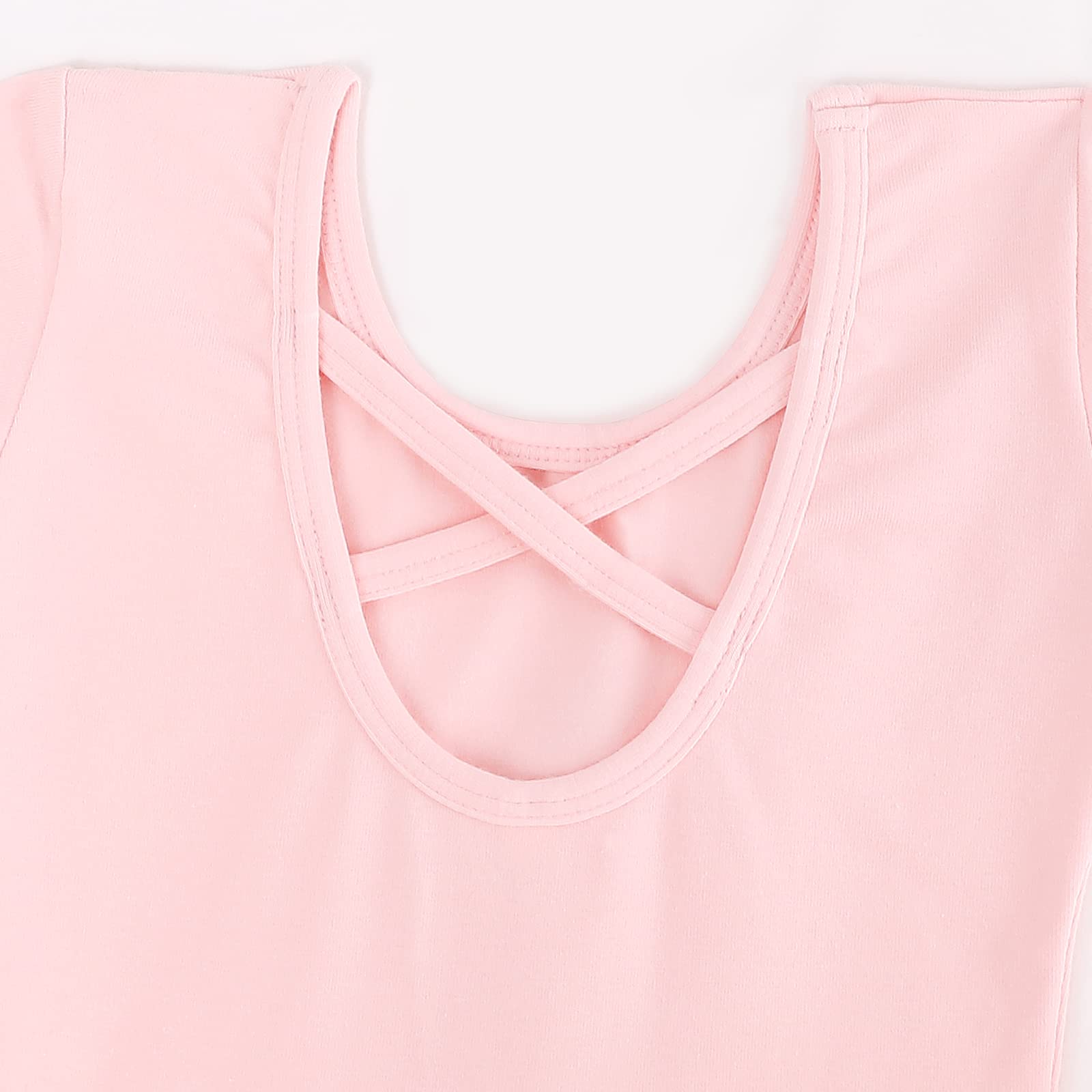 Bezioner Dziewczyna Tutu do tańca Body baletowe Leotard sukienka gimnastyczna z krótkim rękawem różowa (koń z guzikiem) 120