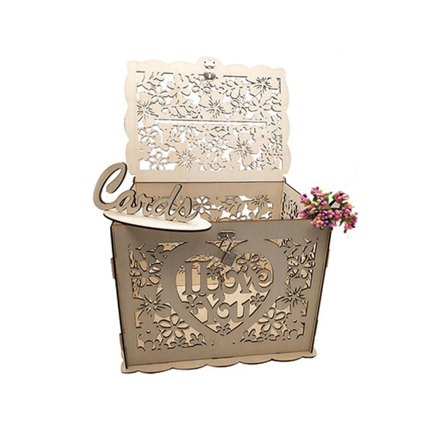 Cofre de madera para cartas en bodas de exterior y celebraciones alegres en fincas rústicas