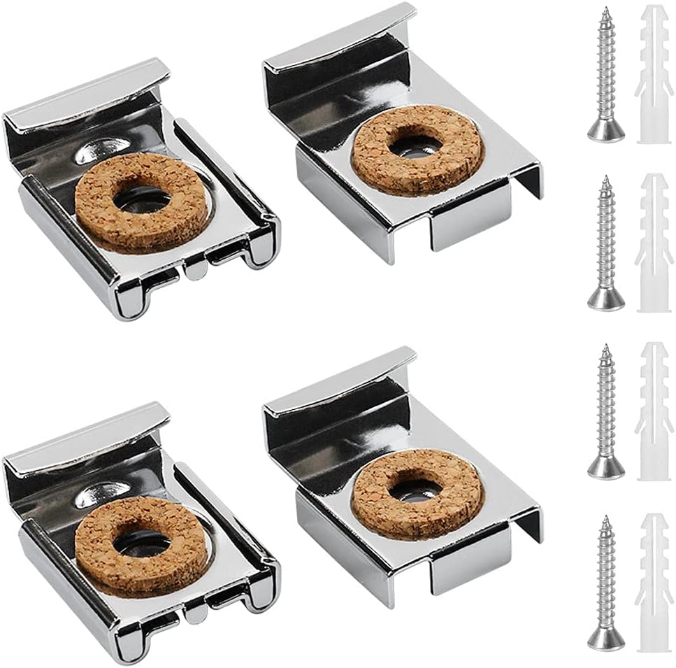 CYIOU 4 Pcs Mirror Clips Frameless Mirror Spring Loaded Mirror Clips