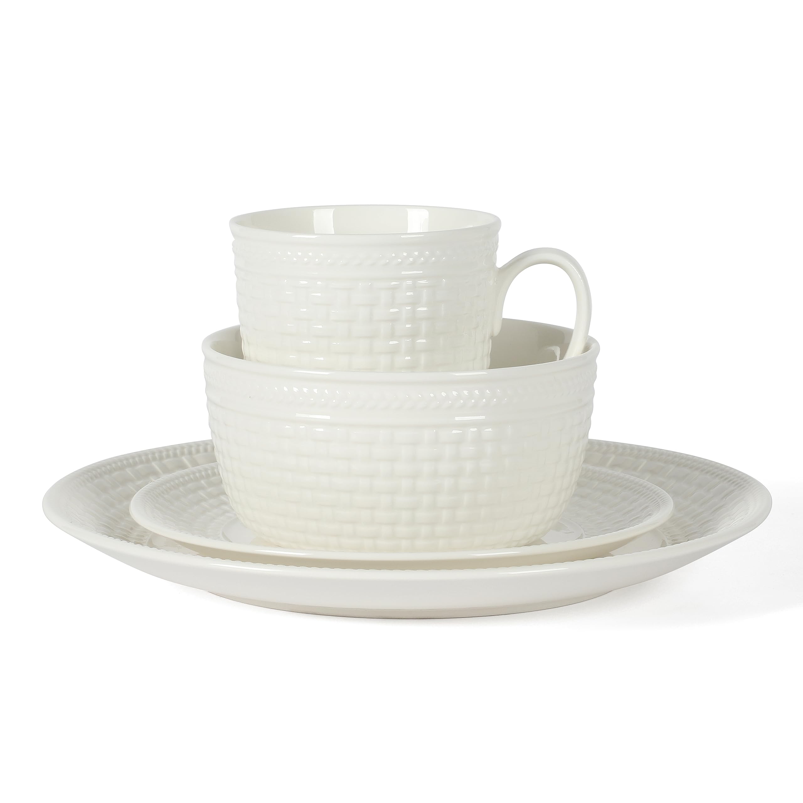 Amazon.com | Martha Stewart 16 Piece Basket Weave New Bone China