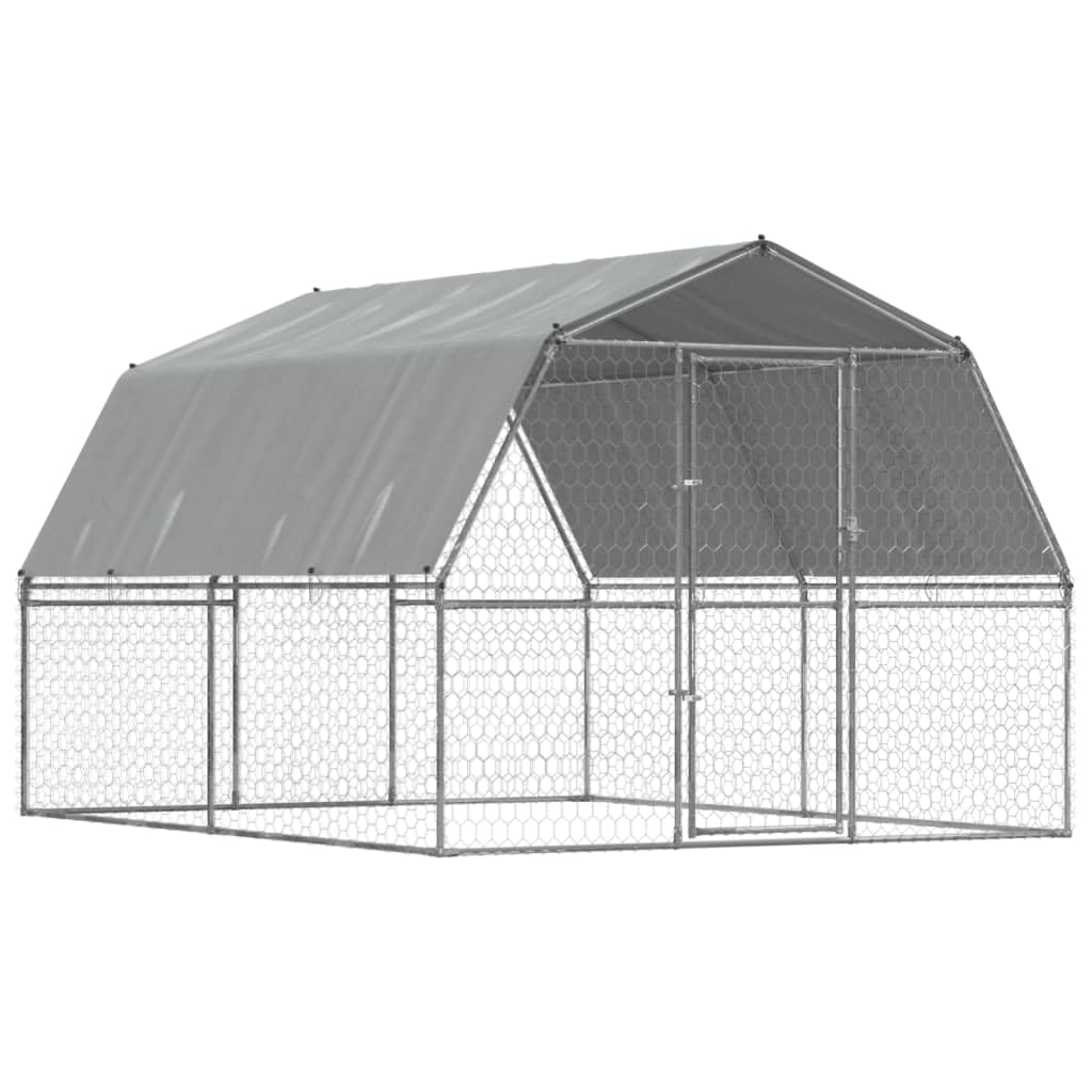 IKAYAA Recinto per Cani da Esterno Box per Cani con Tetto e Anta Kennel per Cani da Esterno Gabbia Cani in Acciaio Zincato-375 x 285 x 230 cm