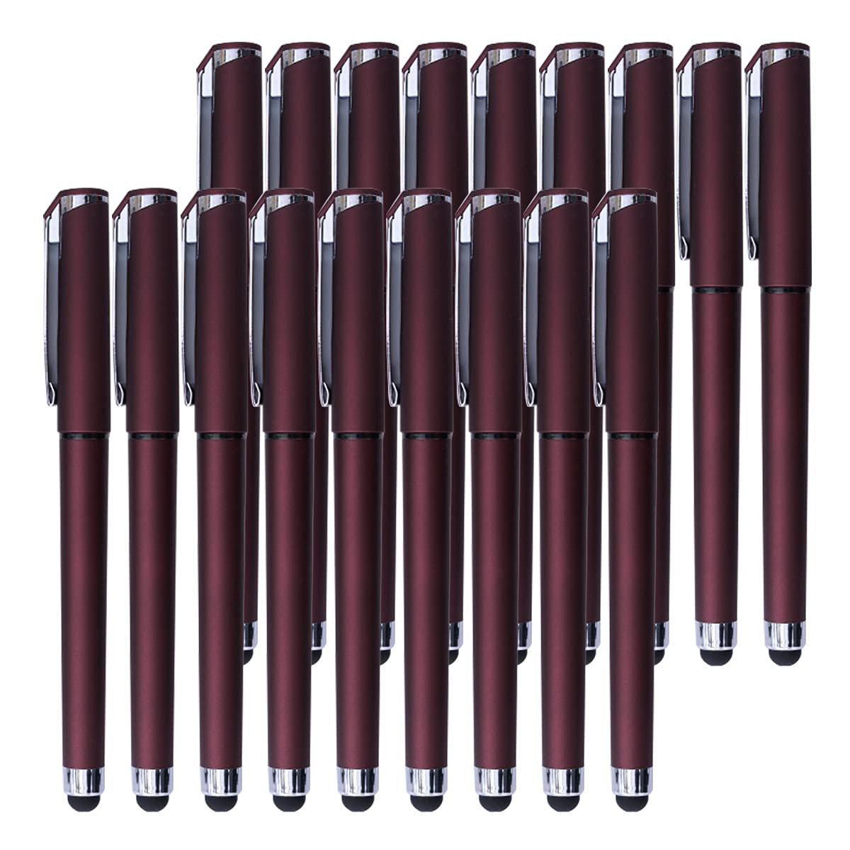 Black Gel Ink Rollerball Pens 1.0mm Gel Pens 2-in-1 stylus Pens 1.0mm Medium Point Pen for Office, Black gel ink(18 Pack-Dark red)