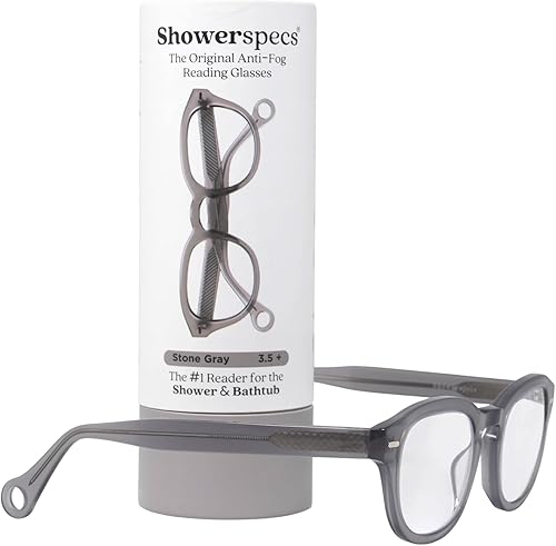 Gafas antivaho para lectura con revestimiento antiniebla, gafas de lectura ligeras con gancho para una visión clara en vapor y ducha, Gris Stone
