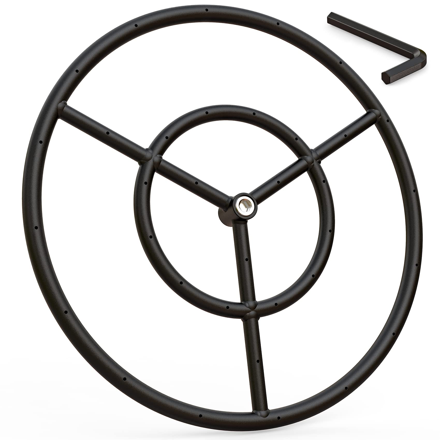 onlyfire 24 Inch Round Fire Pit Burner Ring for Natural Gas & Propane Fire Pit and Fireplace, Alloy Steel DIY Firepit Burner for Both Indoor and Outdoor, BTU 296,000 Max