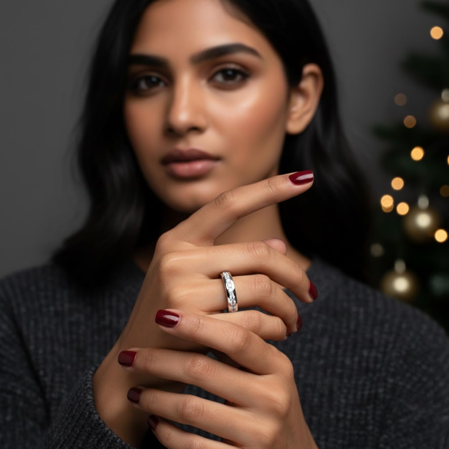 0.2ct Moissanite Half Eternity Band – Round 2×2mm Accents, Classic Slim Wedding Band, S925 Sterling Silver