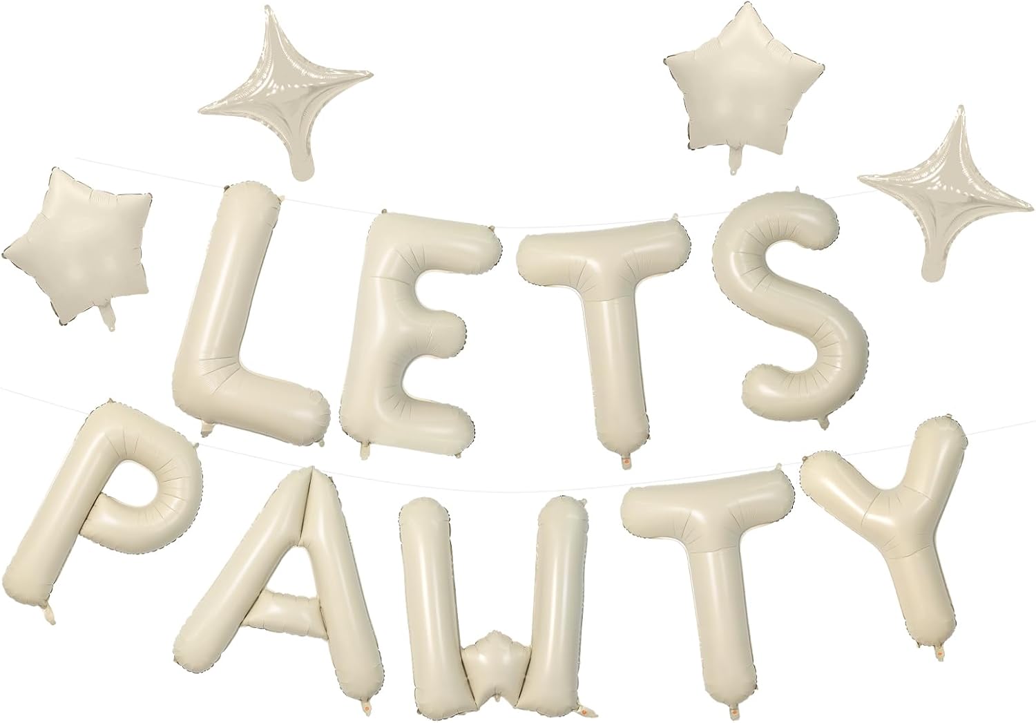 Lets Pawty Balloons Banner 16 Inch,Beige Dog Birthday Decorations with 4pcs 10 Inch Star Balloons,Paw Foil Letter Balloon for Dogs Paw Pet Puppy Theme Party Supplies