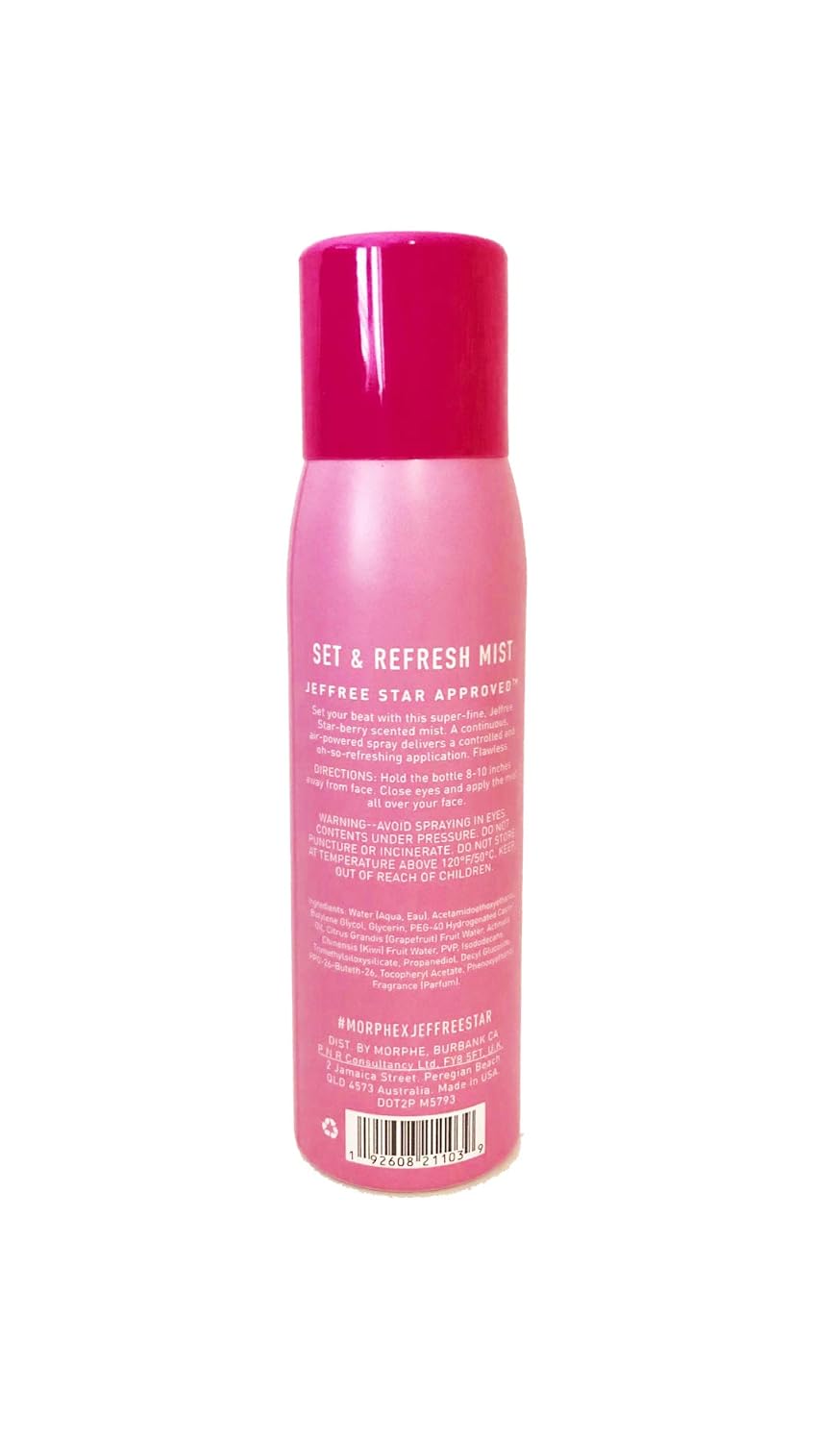 MORPHE x Jeffree Star Set & Refresh Mist - Makeup Setting Spray for Dry to Normal Skin Types - Super Light and Hydrating Formula Infused with Glycerin and Vitamin E - Star-berry Scent