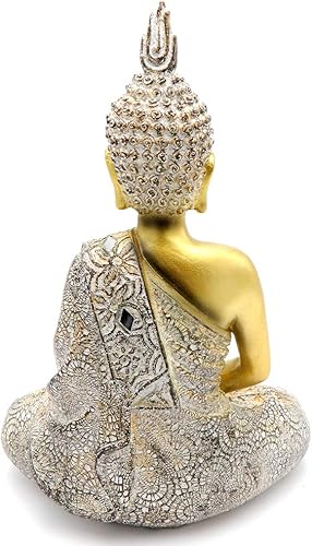 Miniatura 5 de Estatua de Buda para decoración del hogar, mosaico moderno de 10 pulgadas de alto, estatuas y figuras de Buda zen para oficina, sala de meditación,