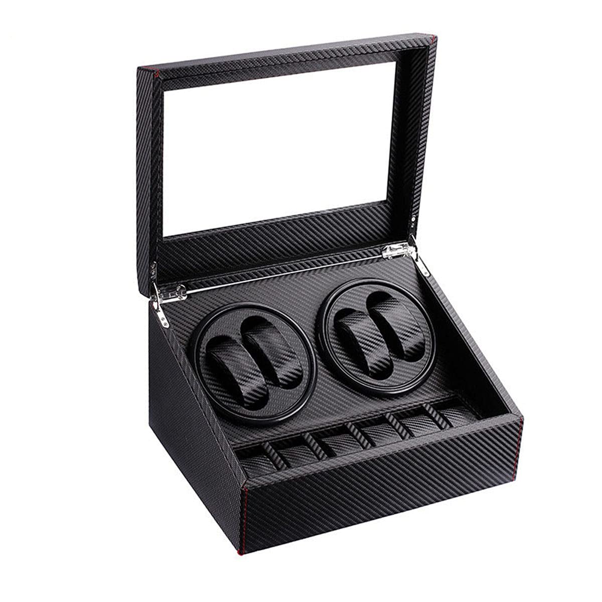 QUSYZD Watch Boxes Automatic Winder with 4 Silent Motor Watch Winding Screen + 6 Flexible Watch Storage Bag for Male/Woman,